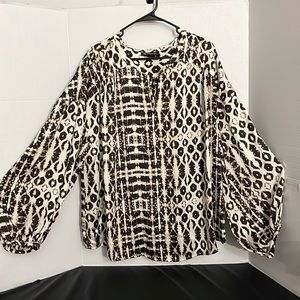 International concepts, NWT blouse, size 3X Boho style, dark, brown and cream